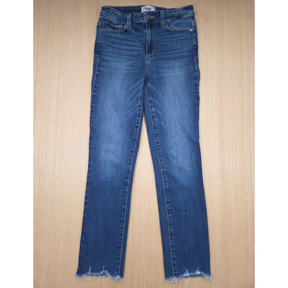 Paige Women's Size 27 Hoxton Slim Jeans Raw Hem Adanah Distressed High Rise